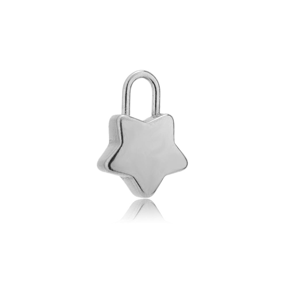 Wholesale 5PCS/PACK Stainless Steel Hollow Heart Key Padlock Small Pendant DIY Jewelry Accessories